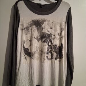 Picadilly Fashion Gray and White Long Sleeve Tee